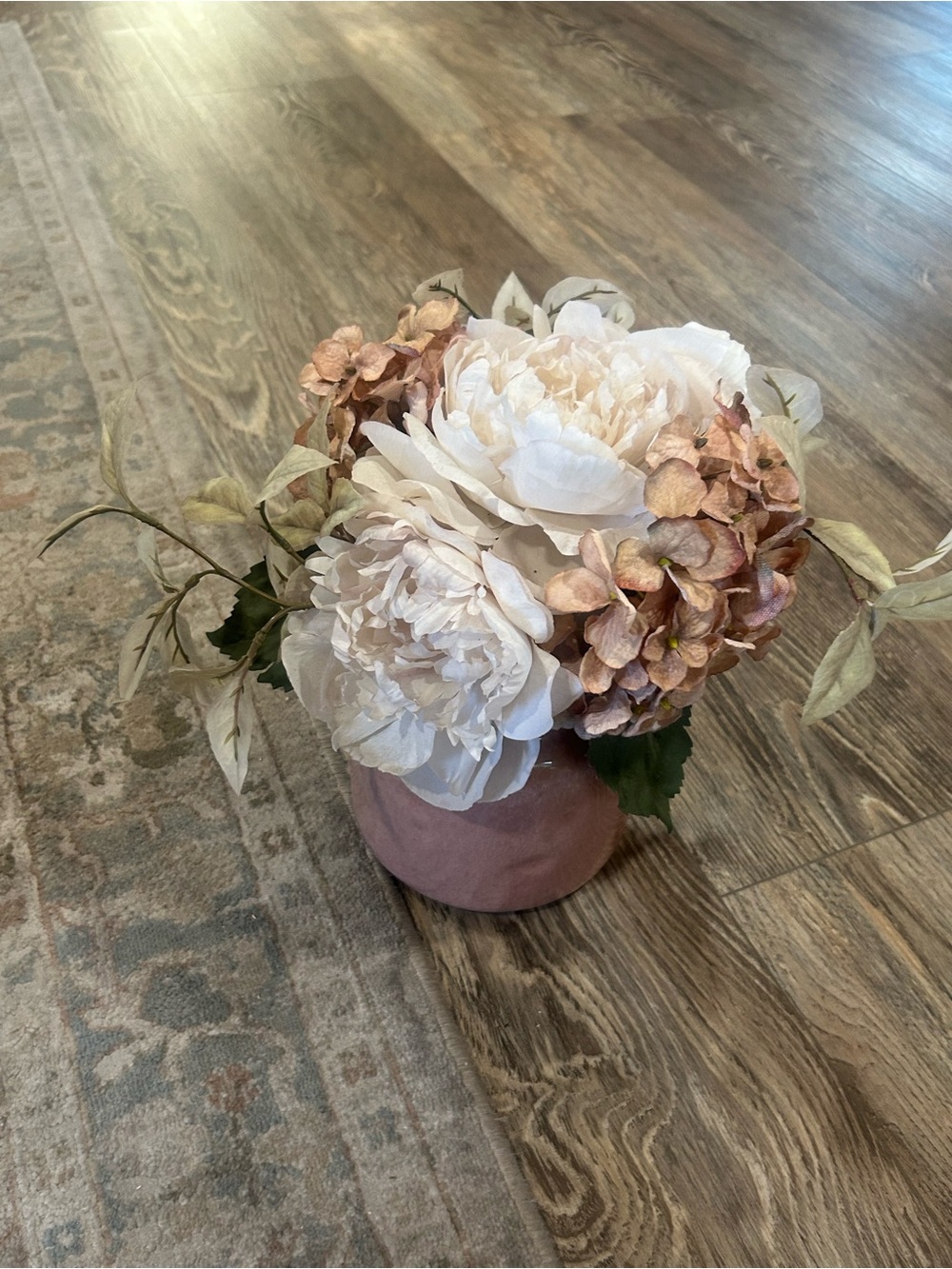 Elegant White and Blush Faux Peony & Hydrangea Arrangement - Home Accents